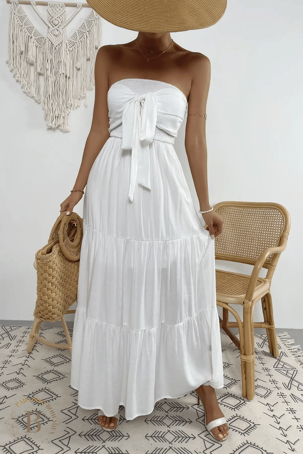 Abito Bianco Senza Spalline in stile Bohemien | Paradiso Bohemien