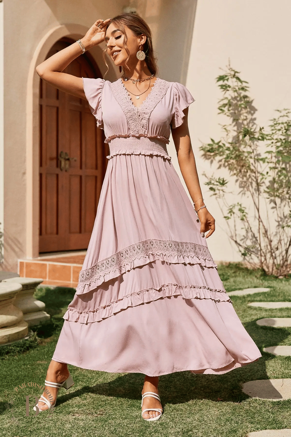 Vestito Rosa Antico Lungo Boho | Paradiso Bohemien