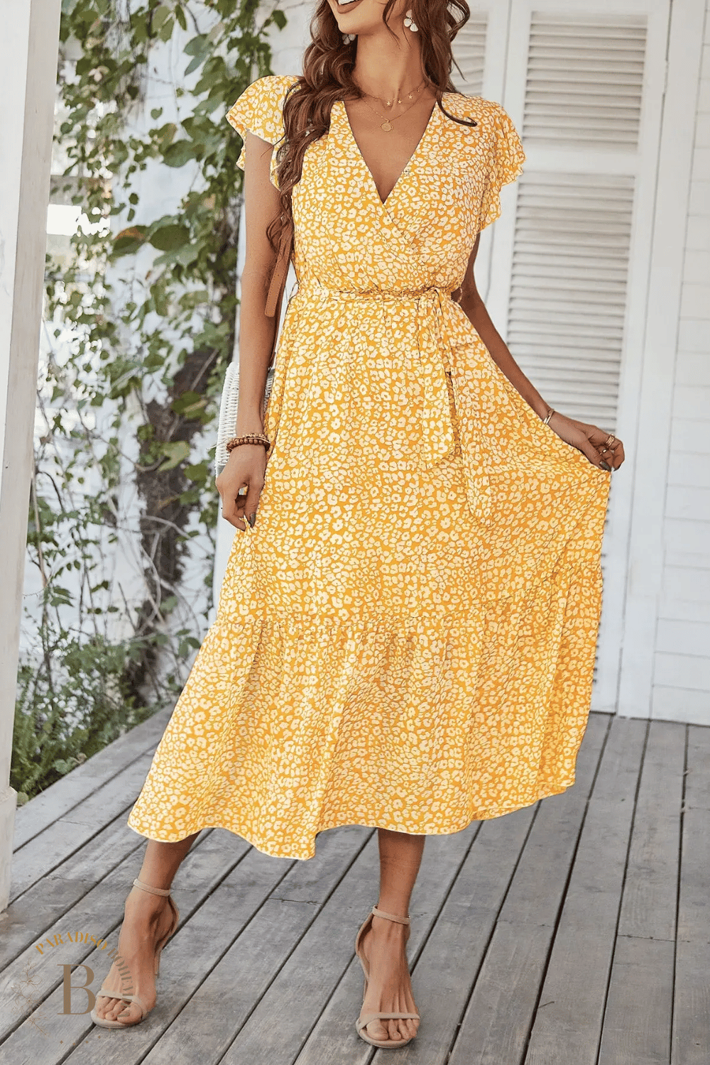 Vestito Giallo Floreale in stile Bohémien | Paradiso Bohemien