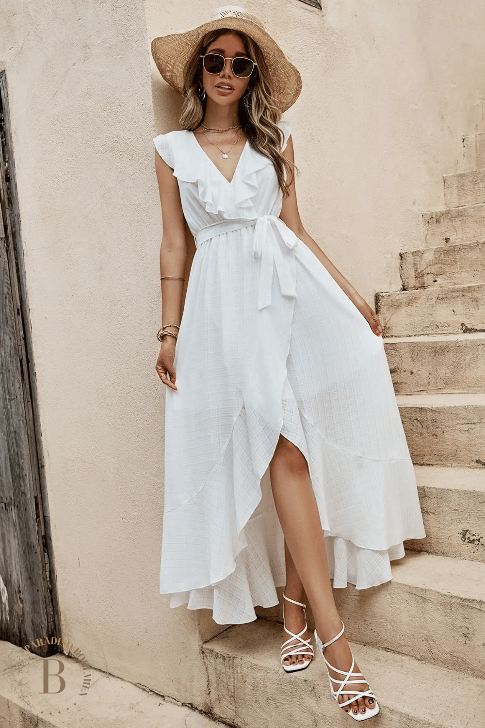 Vestito a Portafoglio Bianco | Paradiso Bohemien