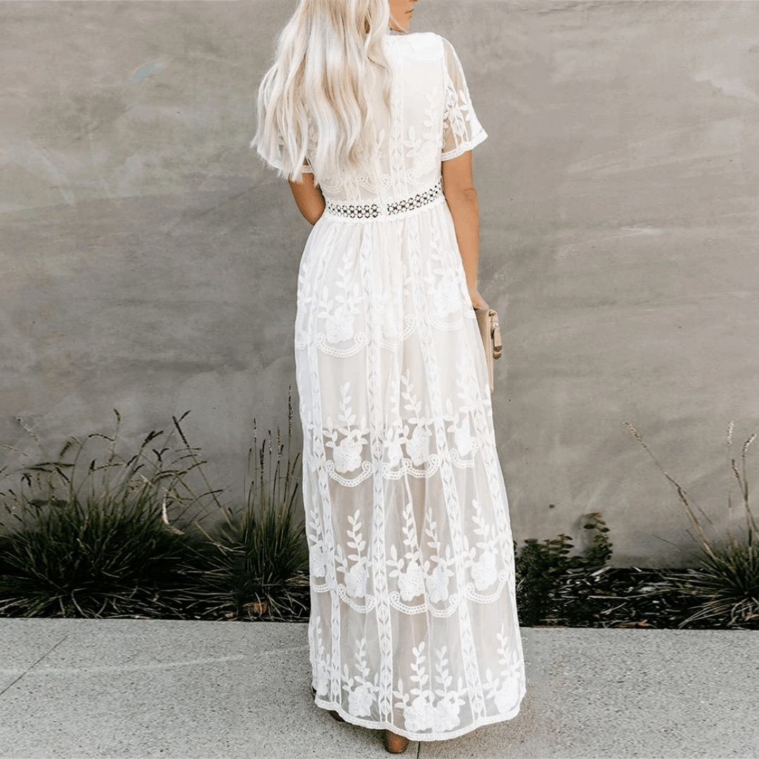 Abito Lungo in Pizzo Bohémien bianco | Paradiso Bohémien