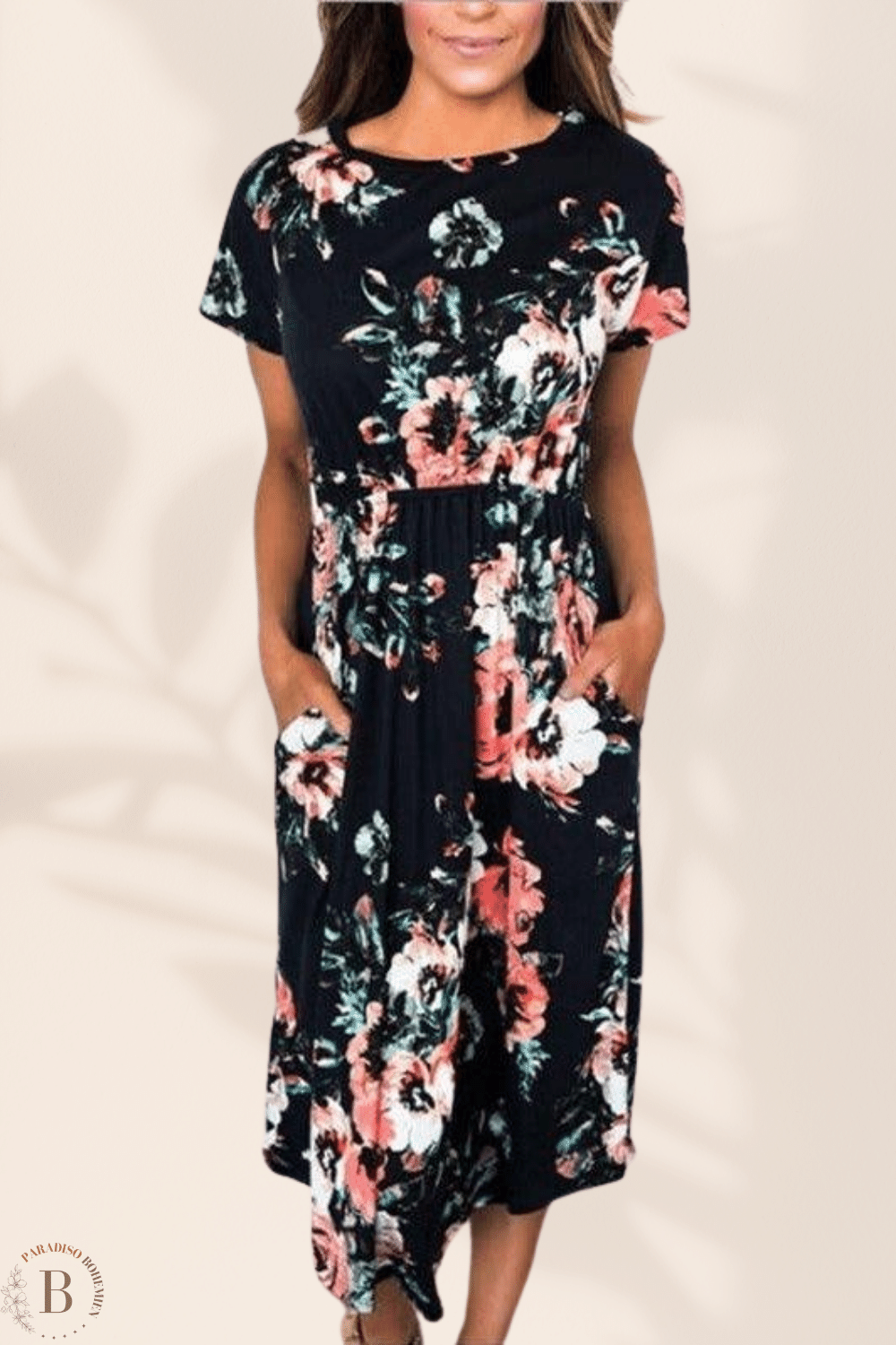 Abito Lungo Nero Taglie Forti Paradiso Bohemien