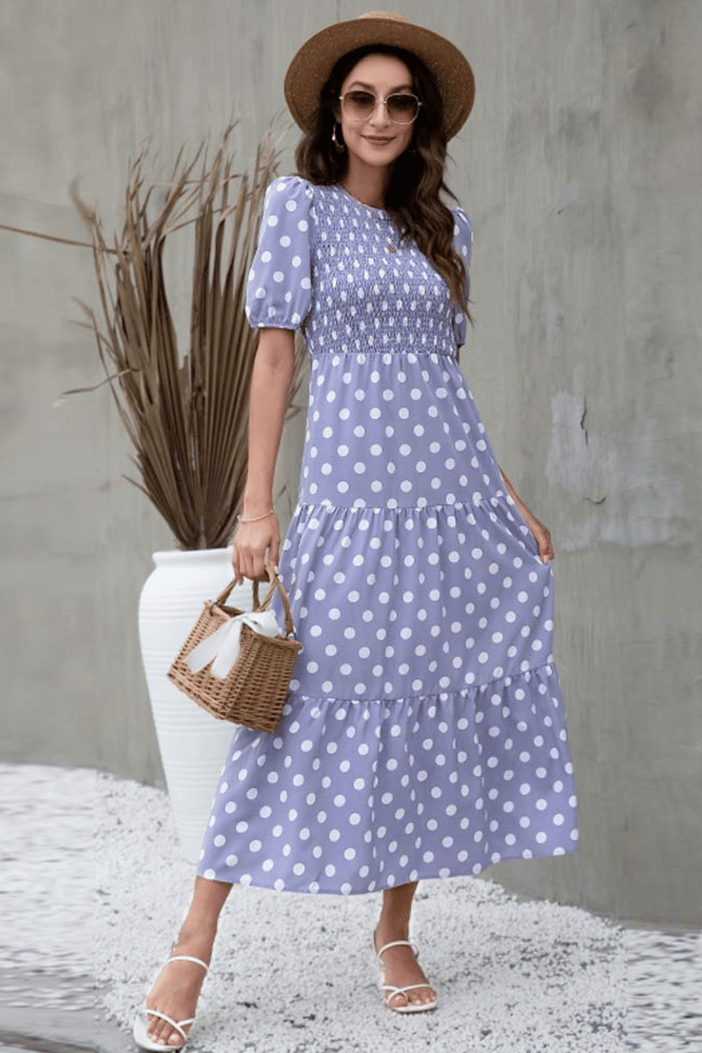 Abito Lungo Viola a Pois | Paradiso Bohemien