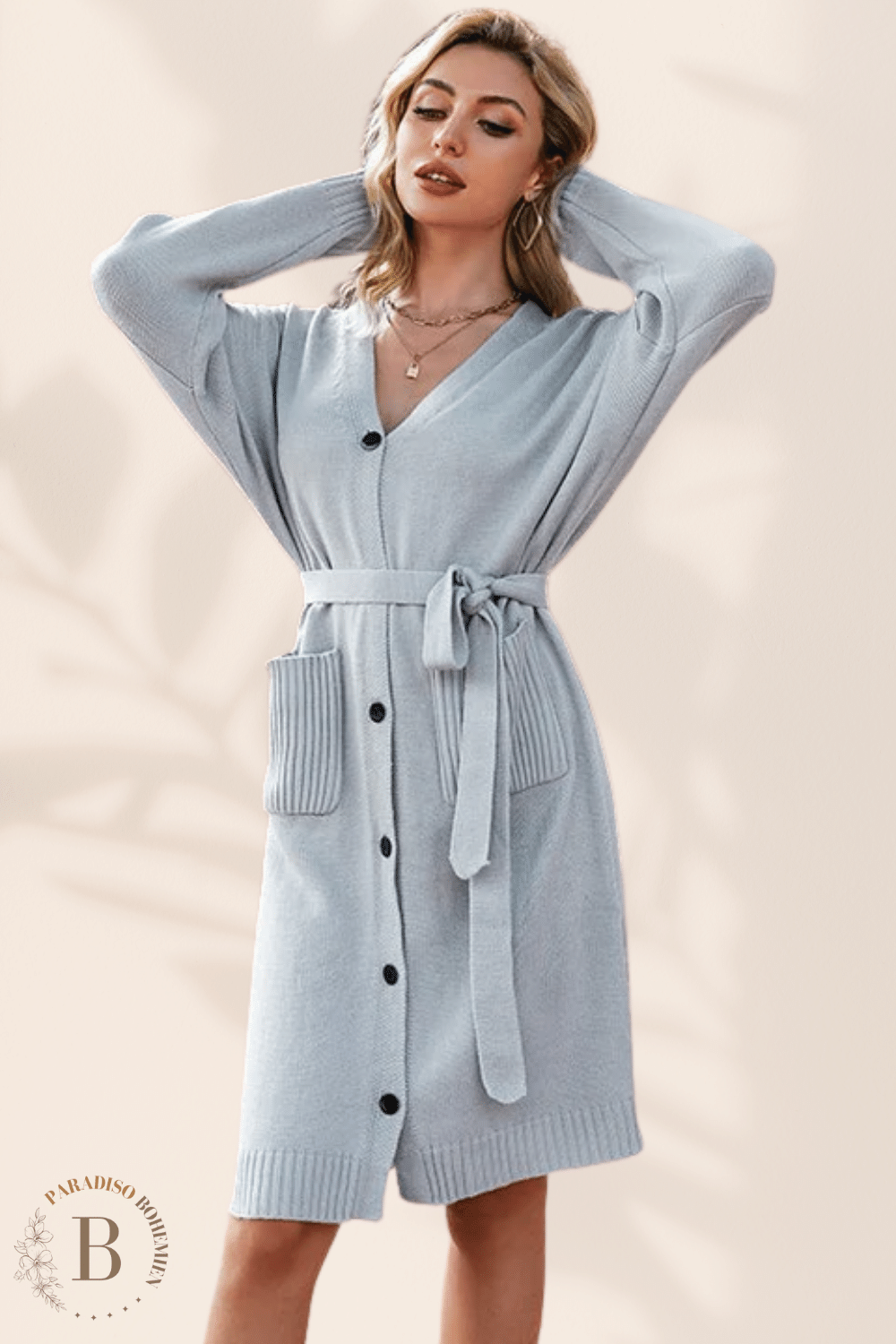 Cardigan con tasche Grigio | Paradiso Bohemien