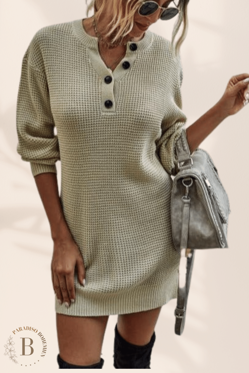 Abito Maglione Elegante Beige | Paradiso Bohemien