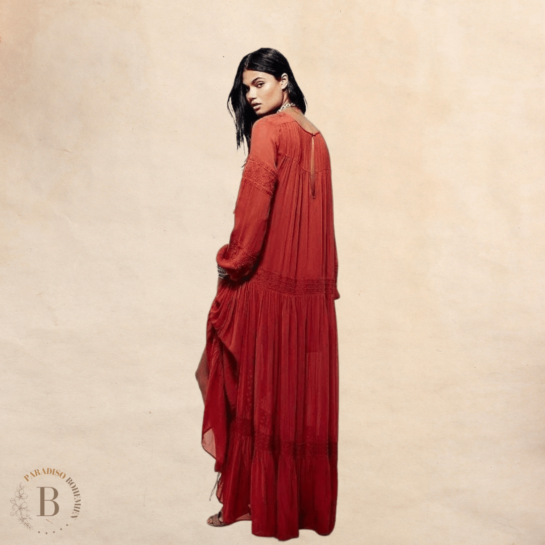 Abito Maniche Lunghe Country Ricamato | Paradiso Bohemien