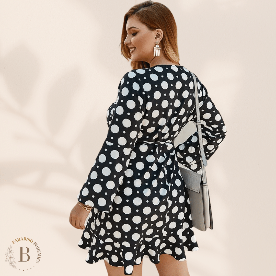 Abito a Pois Taglie Forti Nero | Paradiso Bohemien