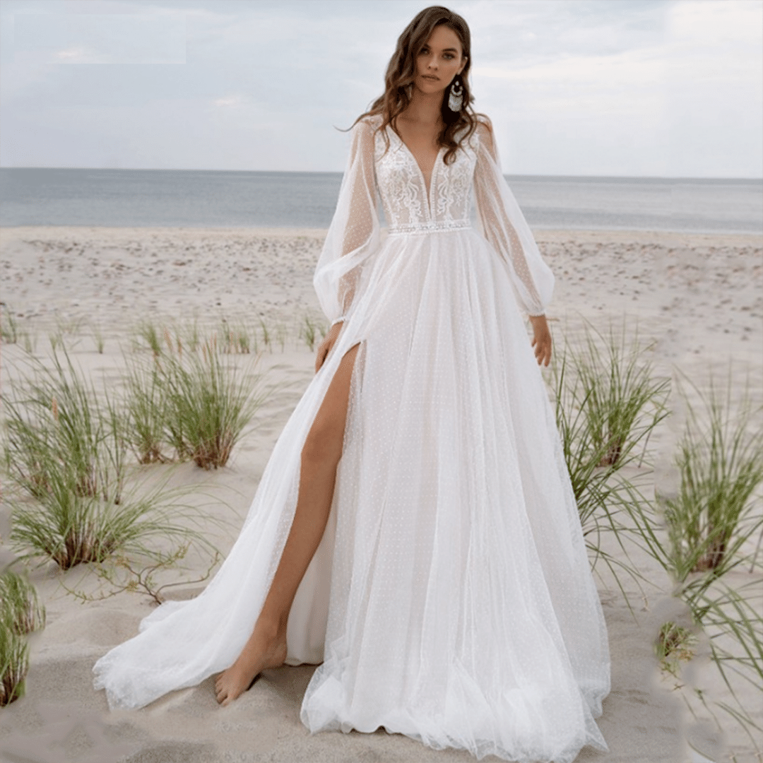 Abito da Sposa Manica Lunga Boho Chic Paradiso Bohemien