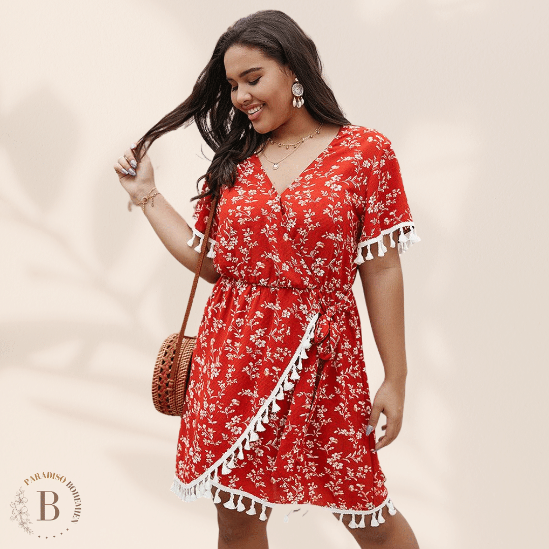 Abito Taglia Forte Estivo Rosso | Paradiso Bohemien