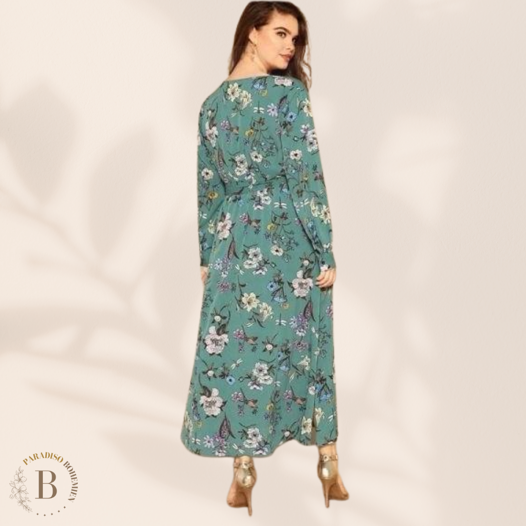 Abito Verde Acqua Elegante  Taglie Forti | Paradiso Bohemien