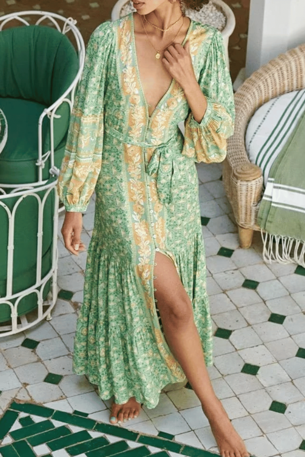 Abito Verde con Manica Lunga | Paradiso Bohemien