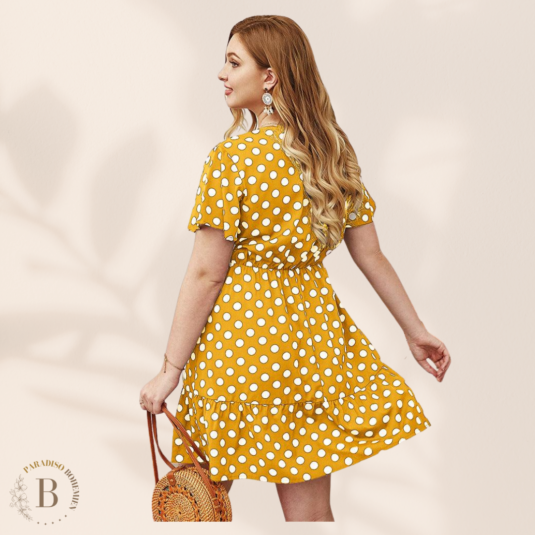 Abito Vintage Taglie Forti a Pois Giallo | Paradiso Bohemien
