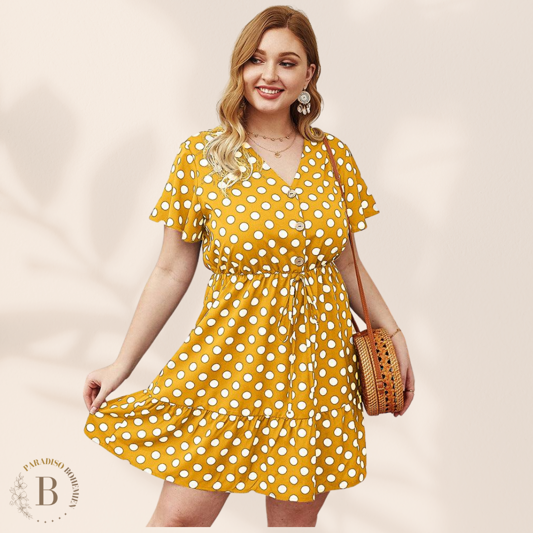 Abito Vintage Taglie Forti a Pois | Paradiso Bohemien