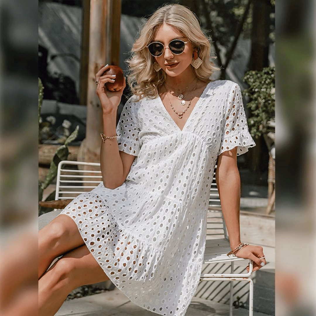 Abito Bianco Traforato Boho Chic | Paradiso Bohemien