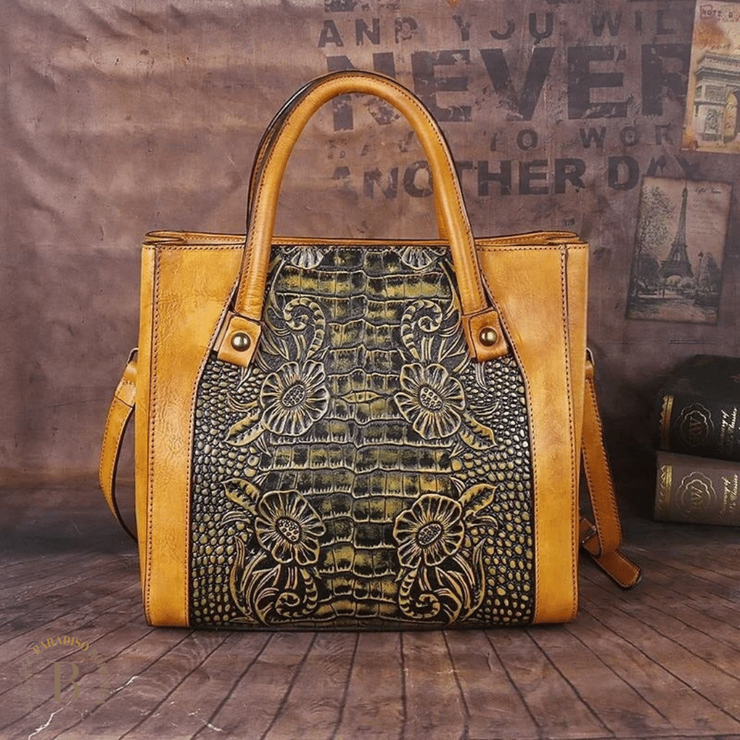 Borsa Coccodrillo Vintage Giallo | Paradiso Bohemien