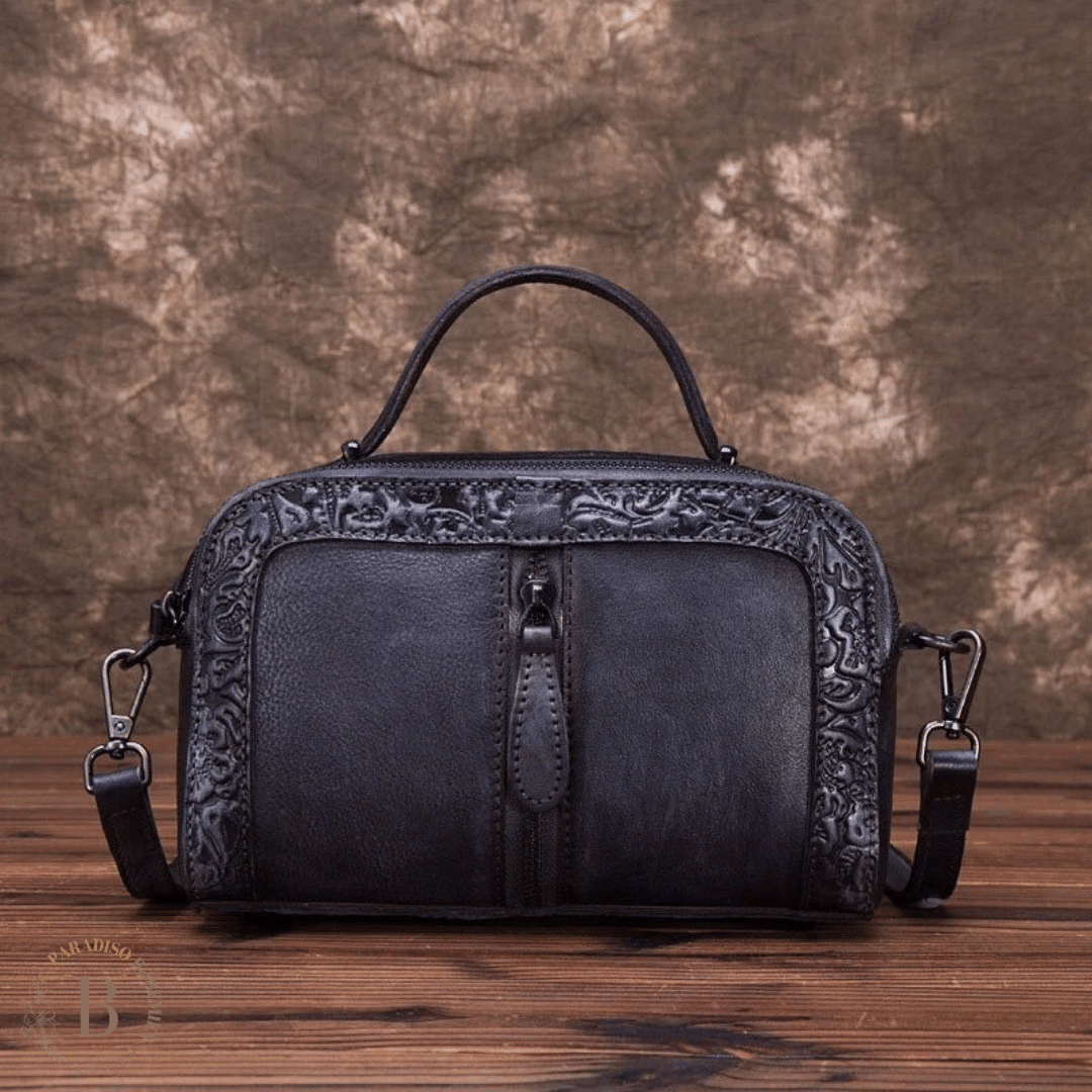 Borsa Etnica in Pelle Blu | Paradiso Bohemien