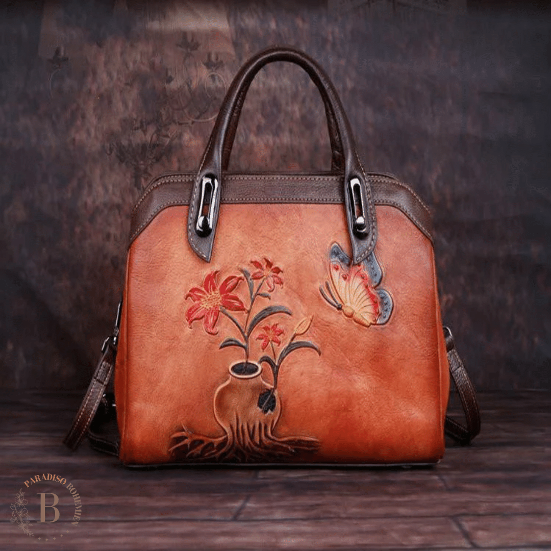 Borsa Vintage Cuoio Arancione | Paradiso Bohemien