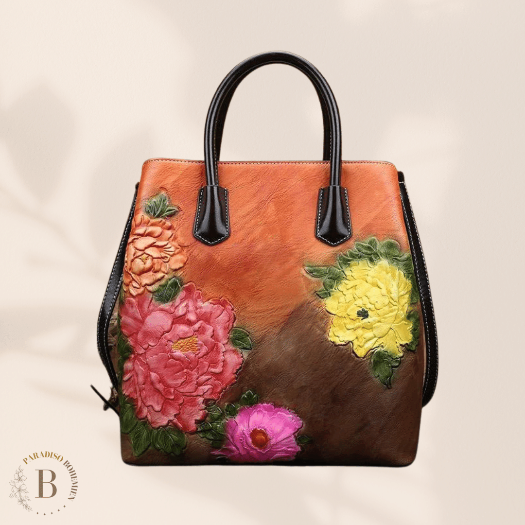 Borsa Etnica a fiori Arancione | Paradiso Bohemien