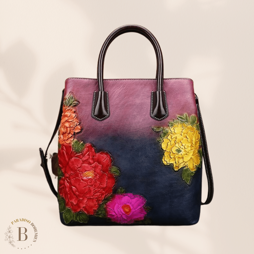 Borsa a Mano Con Fiori Viola | Paradiso Bohemien