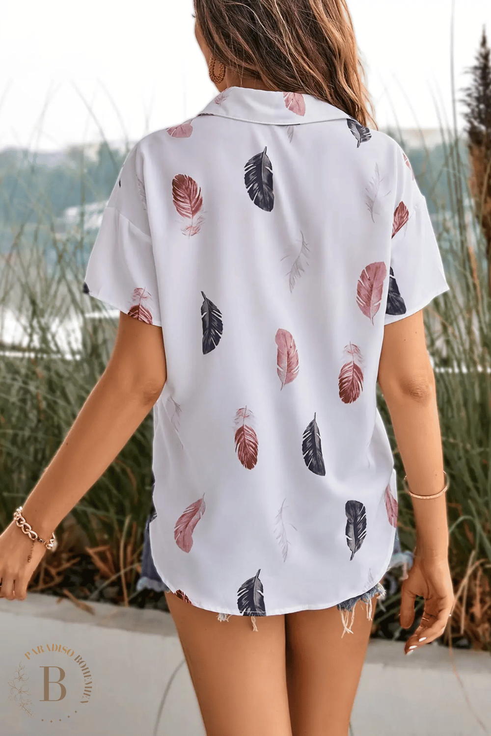 Camicetta Bianca stampa con pime da Donna Bohemien | Paradiso Bohemien