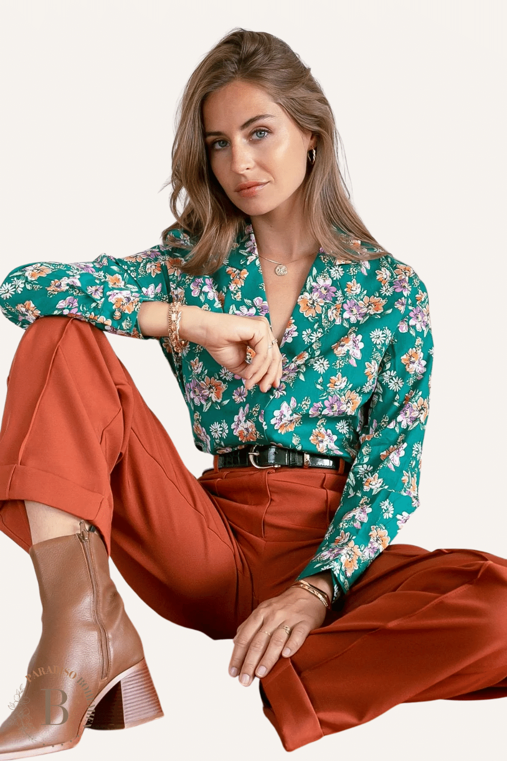 Camicia Fiorata Verde da Donna | Paradiso Bohemien