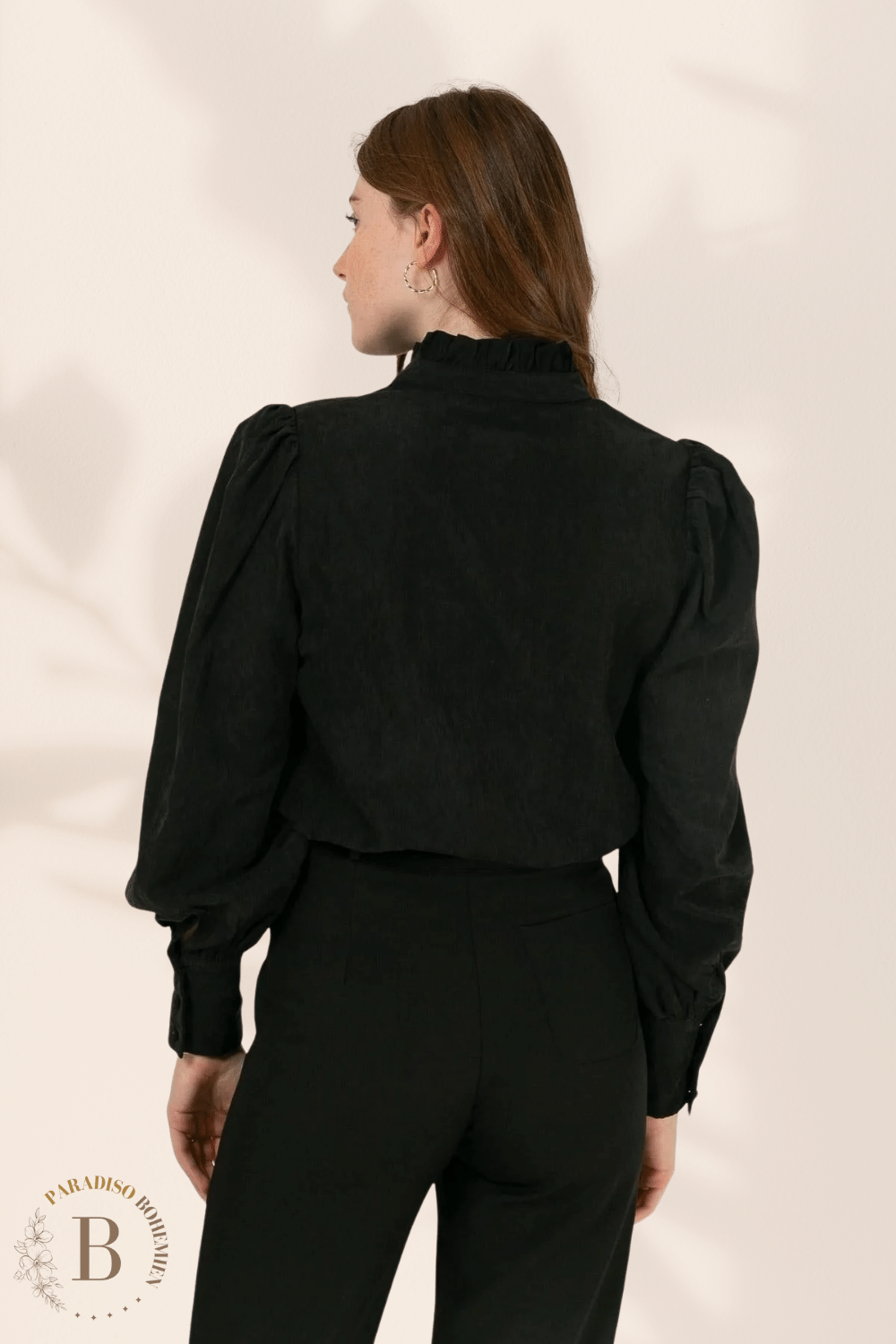 Camicia Volant Donna Nero in Pizzo | Paradiso Bohemien