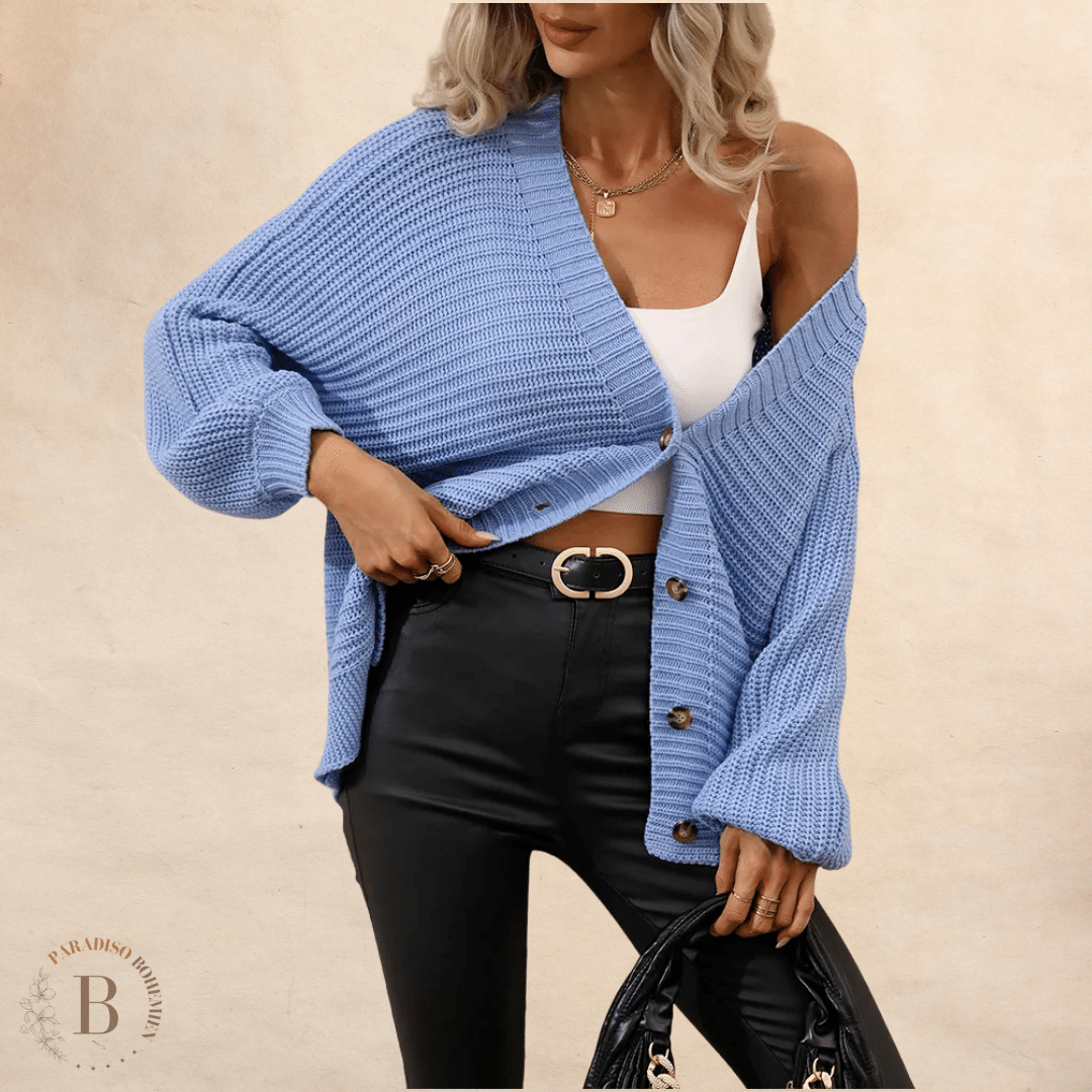 Cardigan Azzurro Polvere da Donna in stile Boho | Paradiso Bohemien