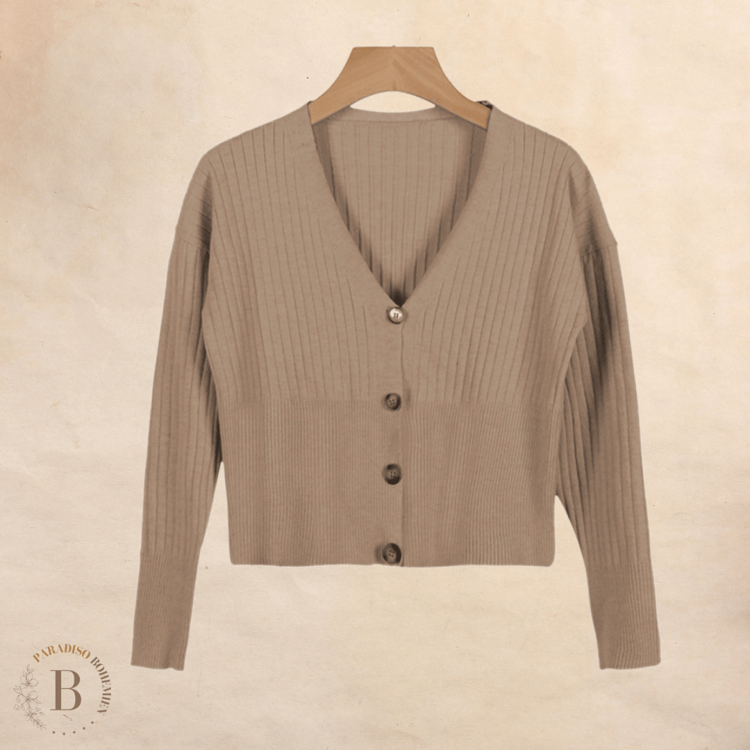 Cardigan Corto Marrone con Bottoni Boho | Paradiso Bohemien