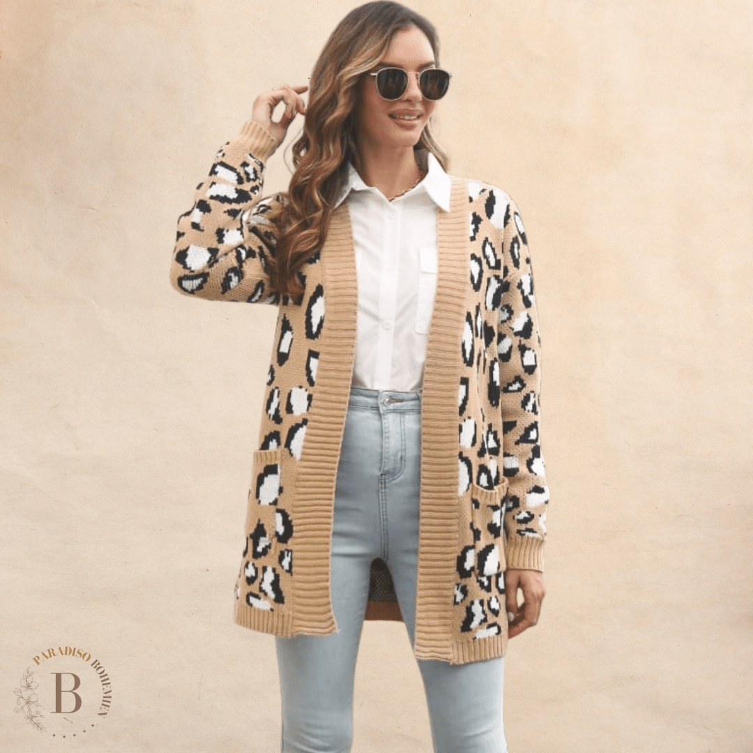 Cardigan Leopardato da Donna senza bottoni | Paradiso Bohemien
