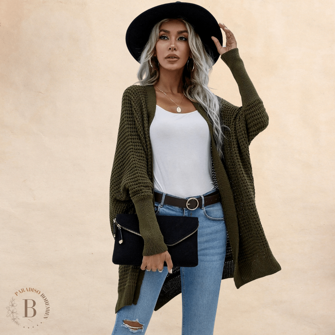 Cardigan Verde Militare da Donna Boho | Paradiso Bohemien