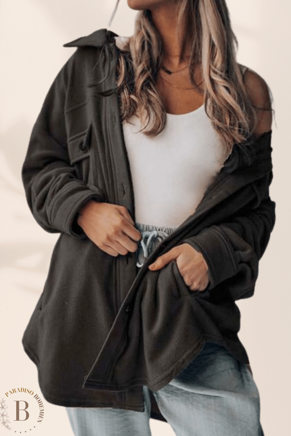 Giacca Camicia Lunga Nera | Paradiso Bohemien