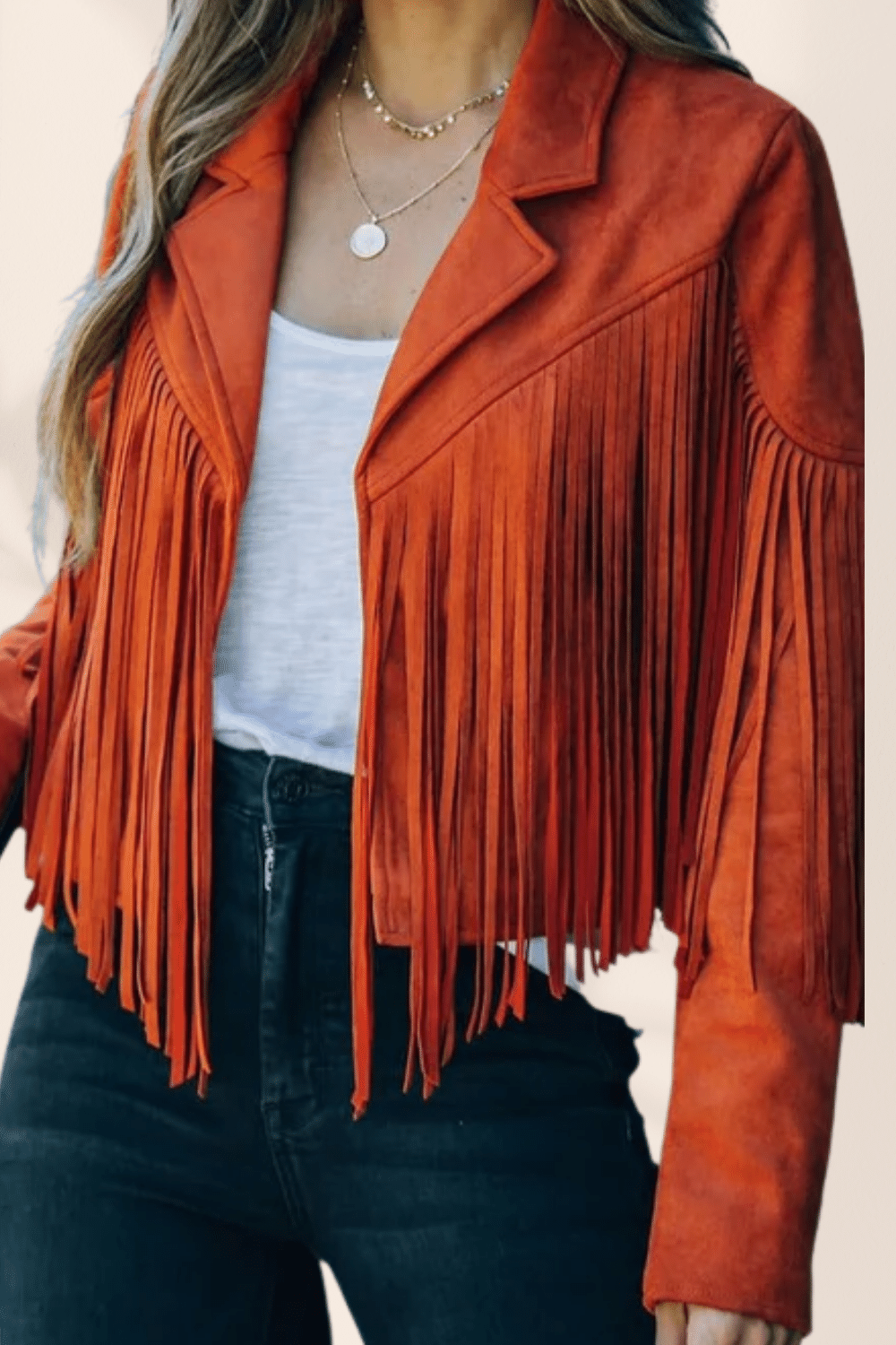 Giacca con Frange Donna Arancione | Paradiso Bohemien