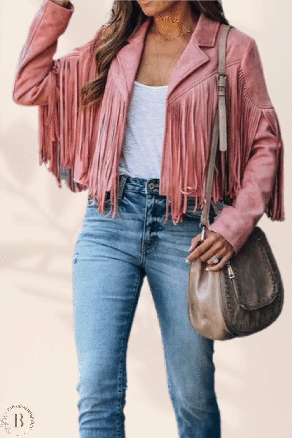 Giacca con Frange Donna Rosa | Paradiso Bohemien