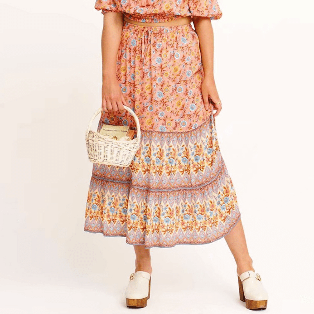 Gonna a Fioro Rosa Boho Chic | Paradiso Bohemien