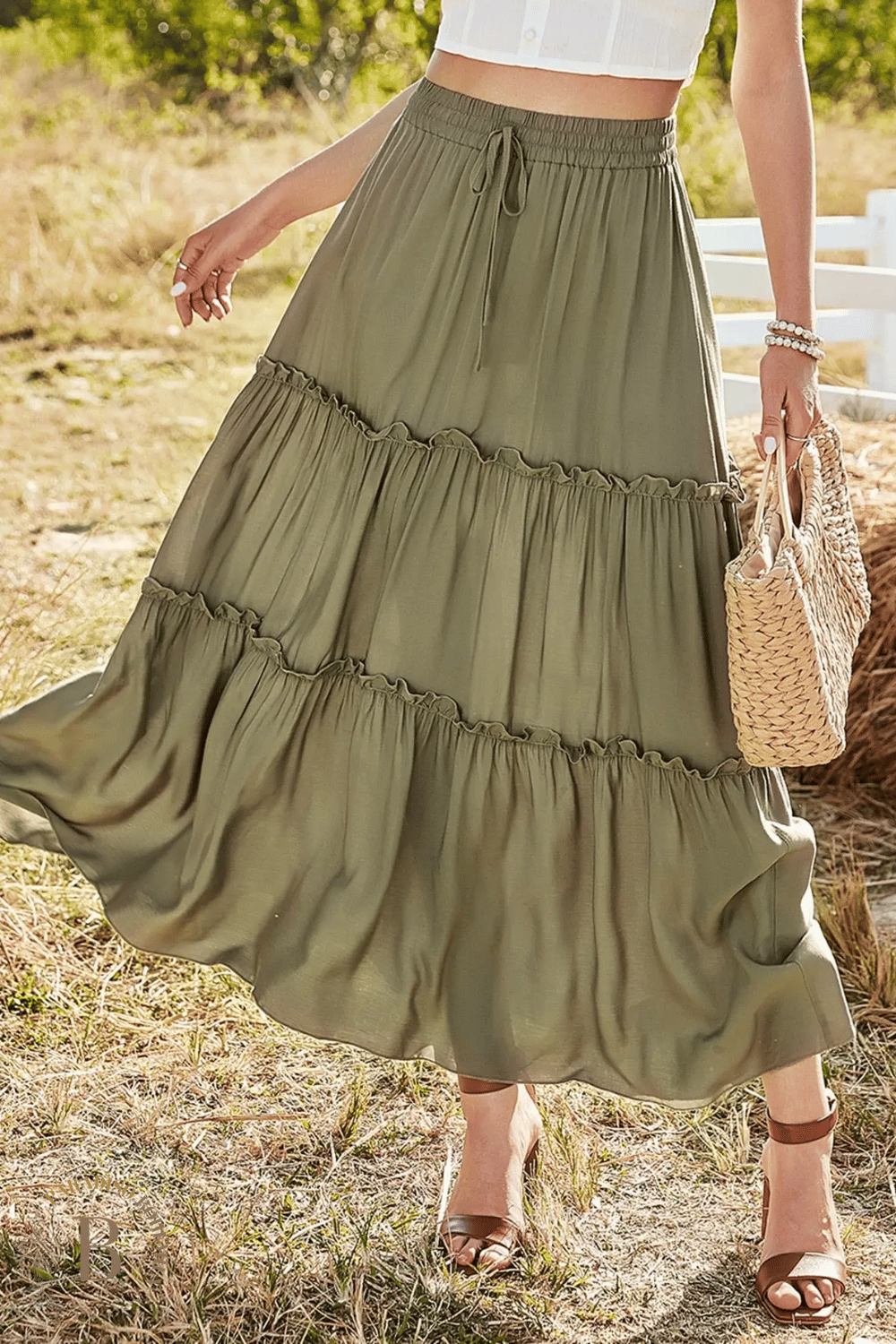 Gonna Verde Militare Lunga | Paradiso Bohemien