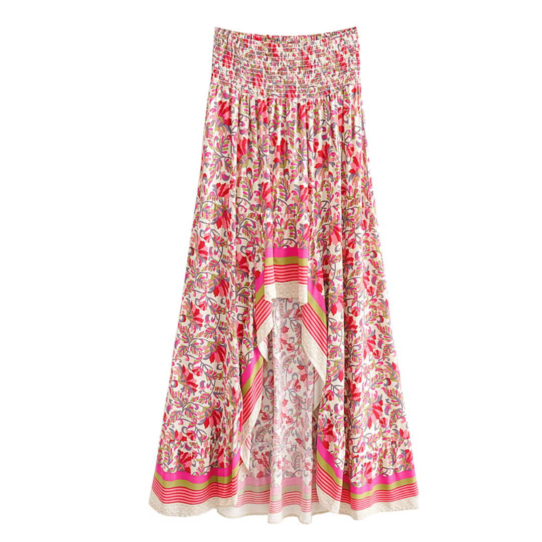 Gonna Bohemien Corta Davanti e Lunga Dietro Rosa | Paradiso Bohemien