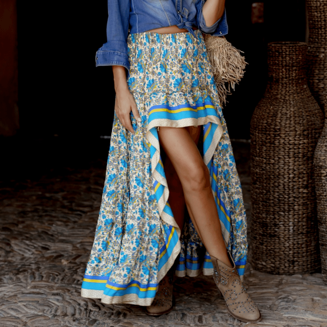 Gonna Corta Davanti Lunga Dietro Boho Chic