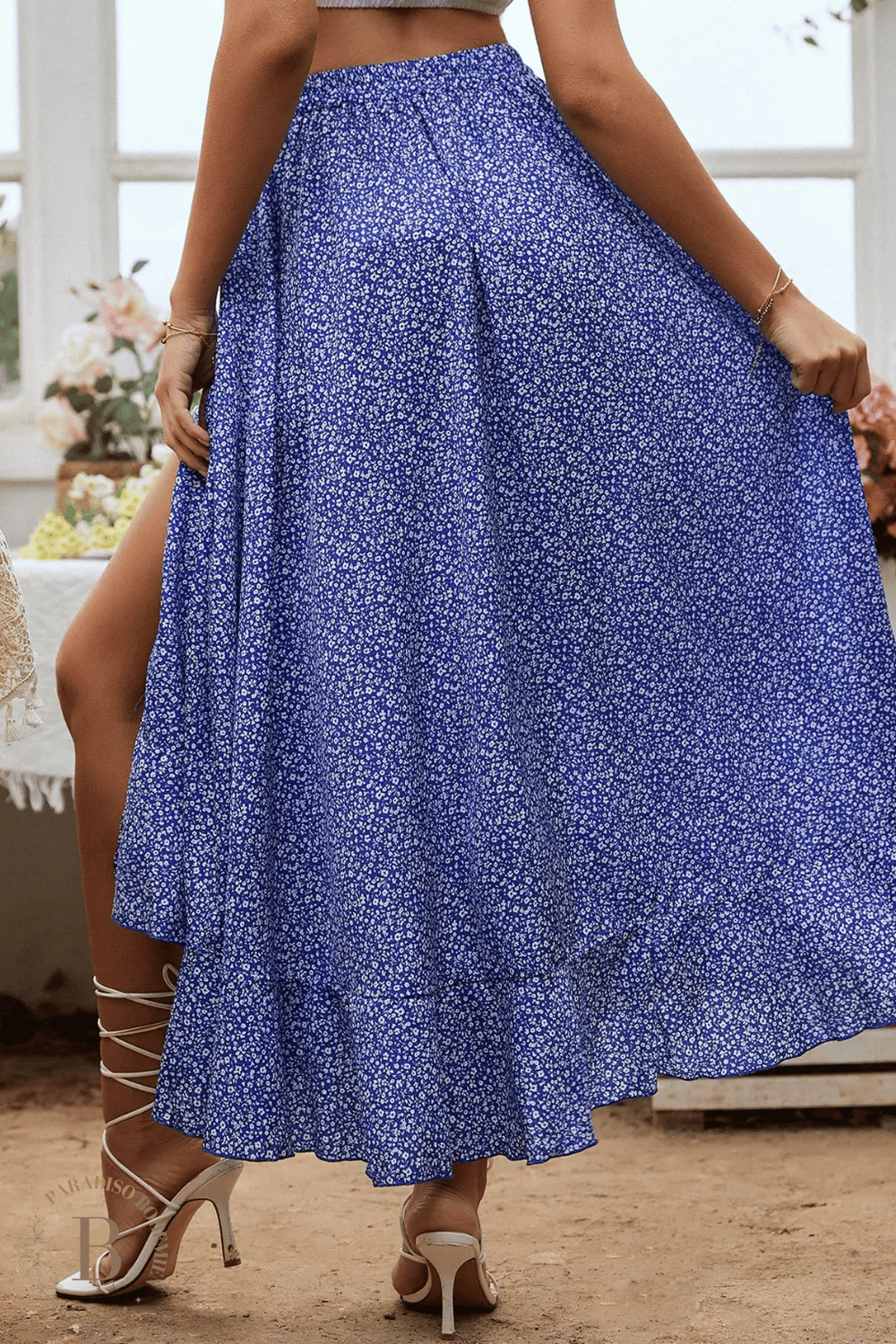 Gonna Lunga Blu con Bottoni stile boho | Paradiso Bohemien