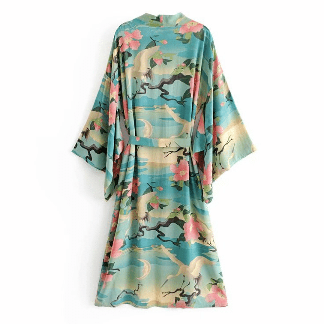 Kimono Lungo Estivo a Fiori | Paradiso Bohemien