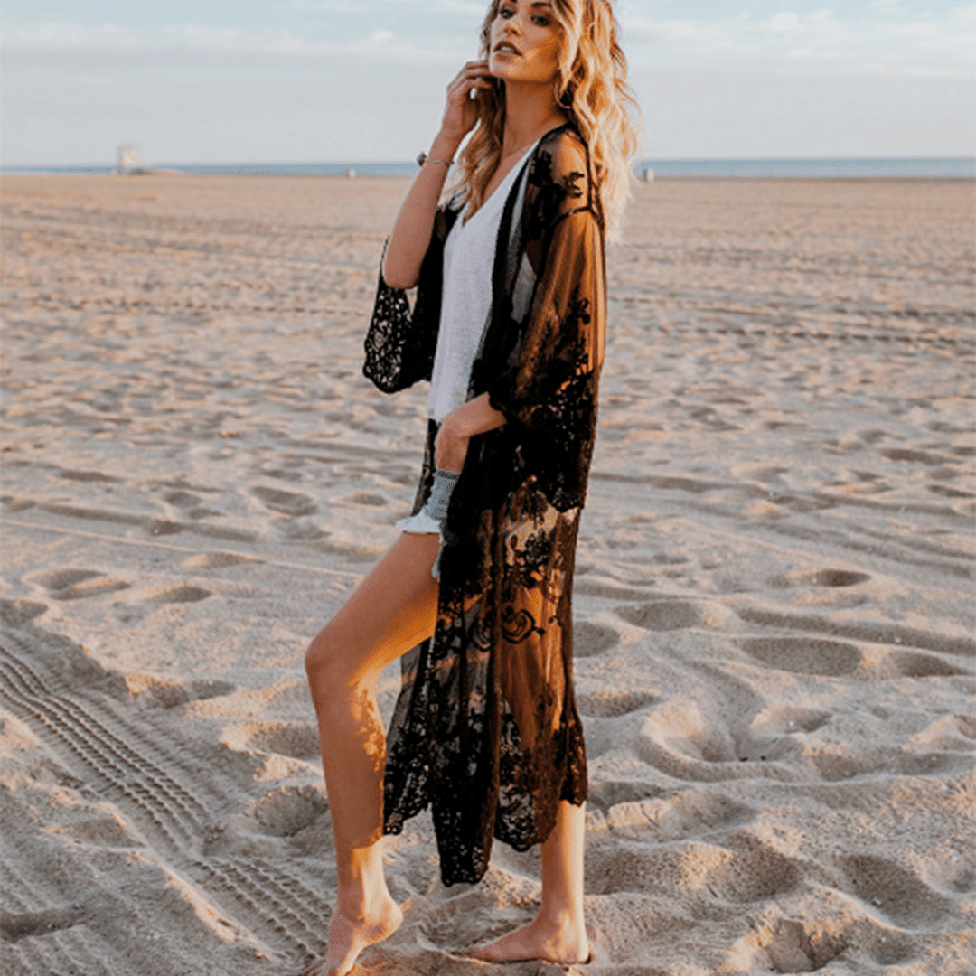 Kimono Pizzo Nero | Paradiso Bohemien