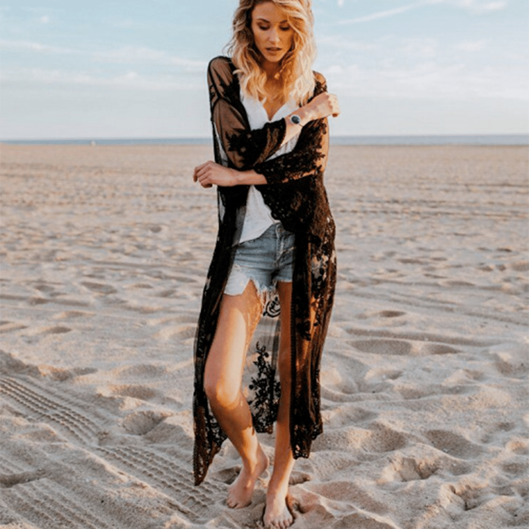 Kimono in Pizzo Nero | Paradiso Bohemien