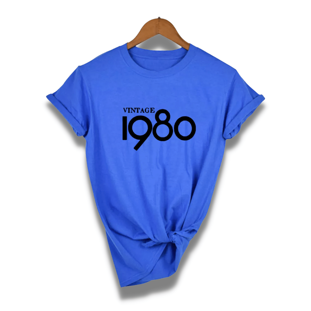 Maglietta Blu Stampa Vintage 1980 | Paradiso Bohemien