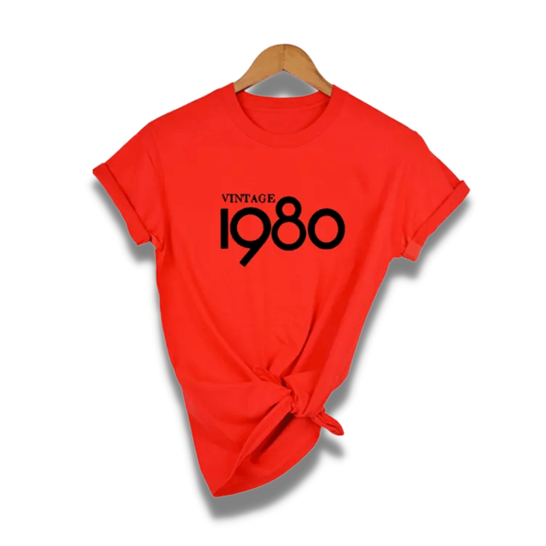 Maglietta Rossa Stampa Vintage 1980 | Paradiso Bohemien