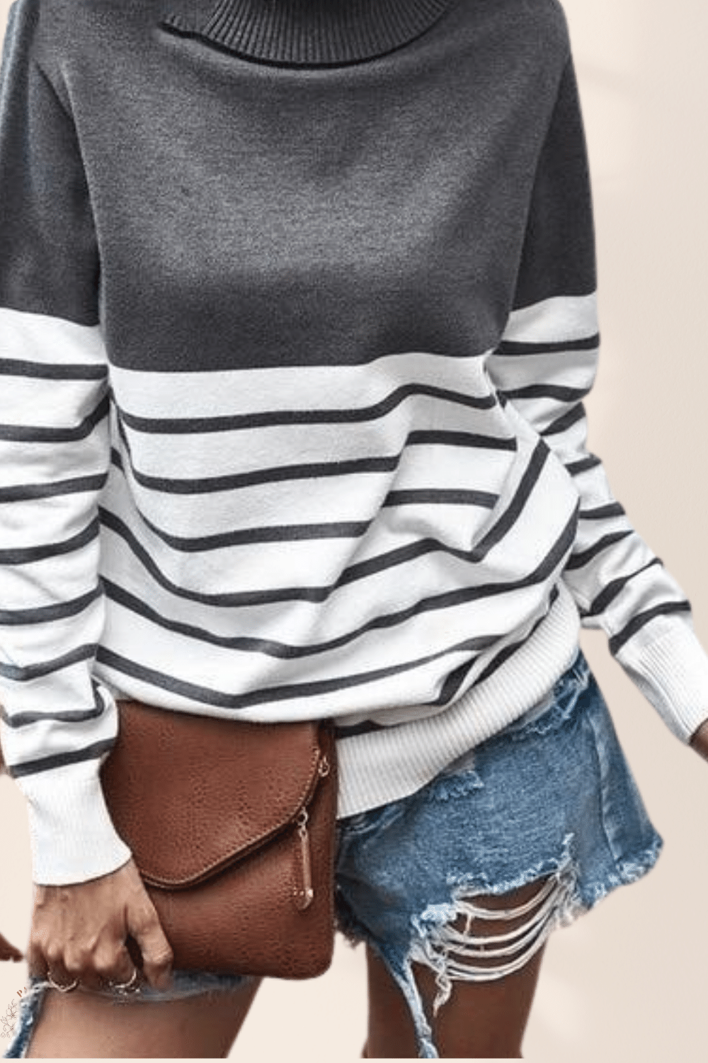 Maglione a Collo Alto Donna Grigio | Paradiso Bohemien