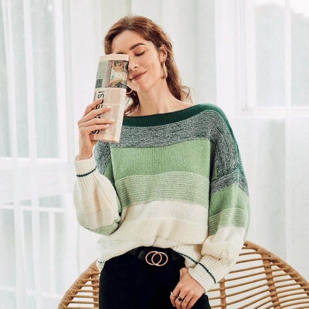 Maglione Oversize in Stile Boho nei Toni del Verde | Paradiso Bohemien