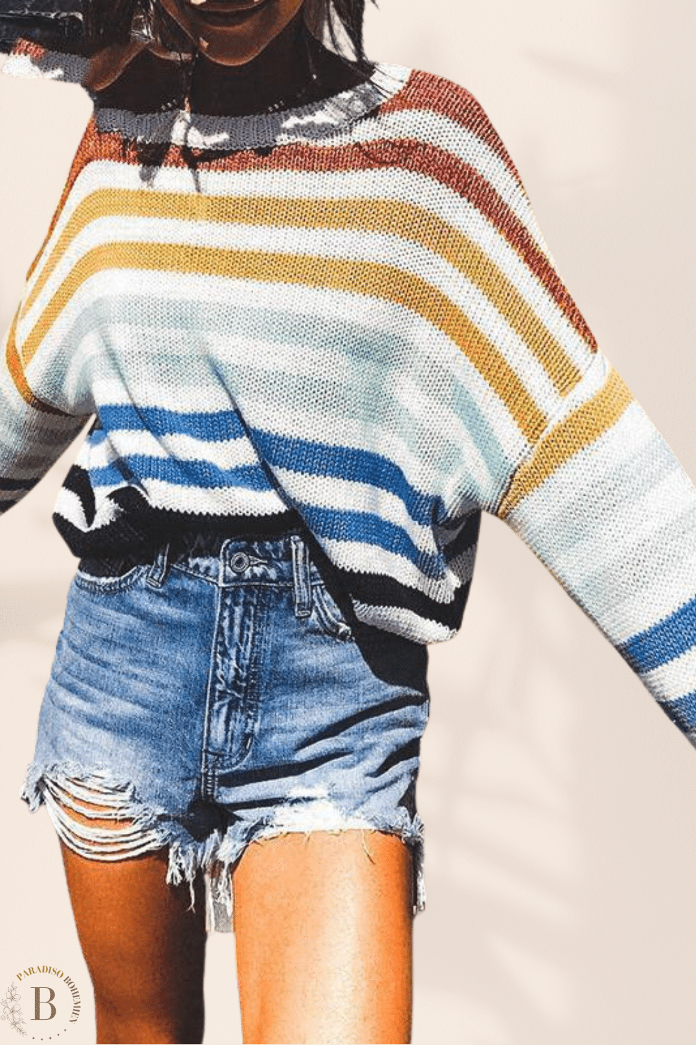 Maglione Colorato Donna Colletto Rotondo | Paradiso Bohemien