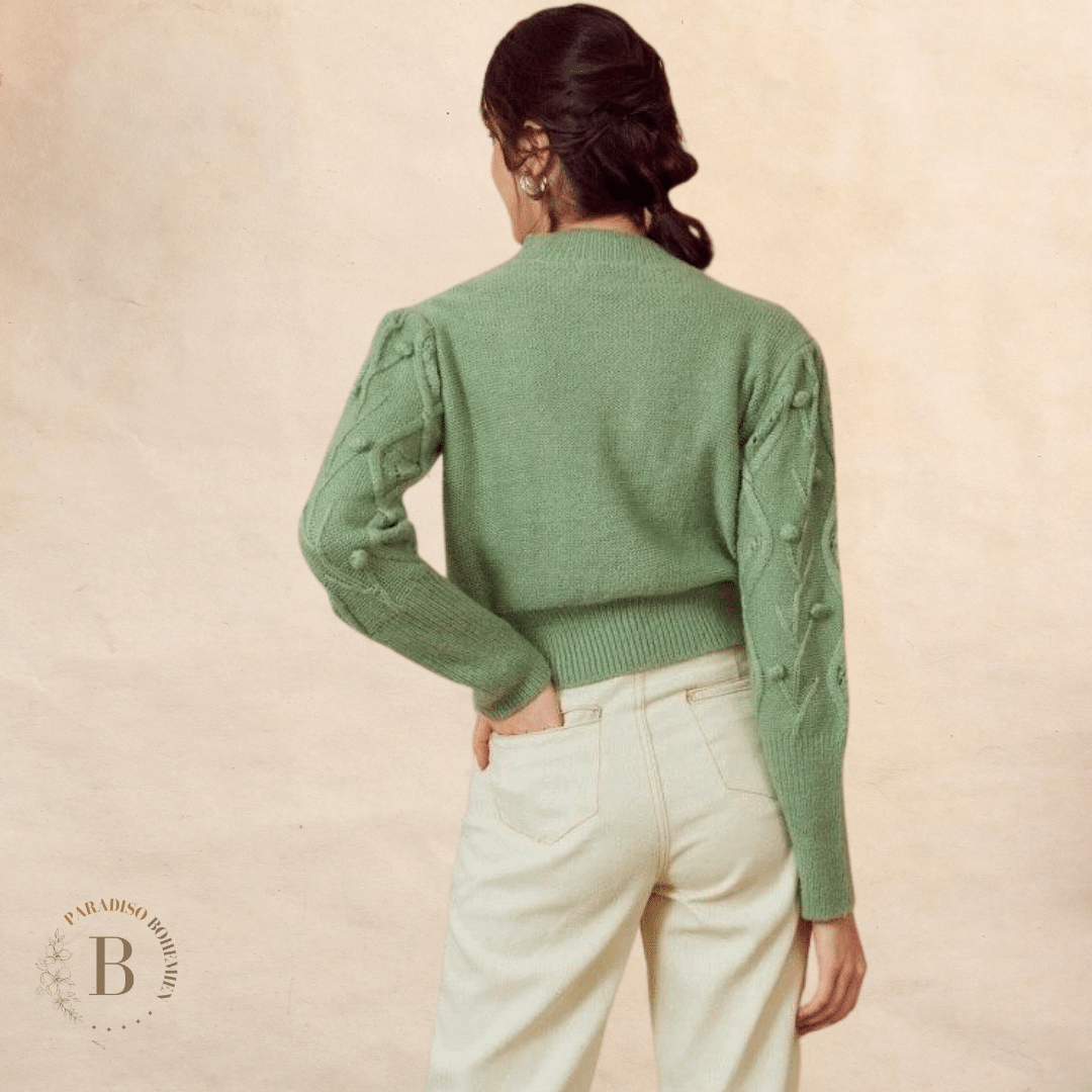 Maglione da donna Verde Oliva in stile Boho | Paradiso Bohemien