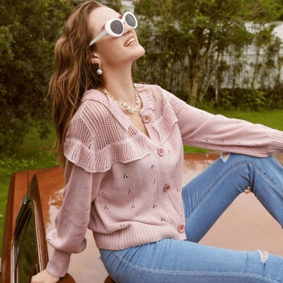 Maglione Rosa Corto da Donna Boho Chic | Paradiso Bohemien