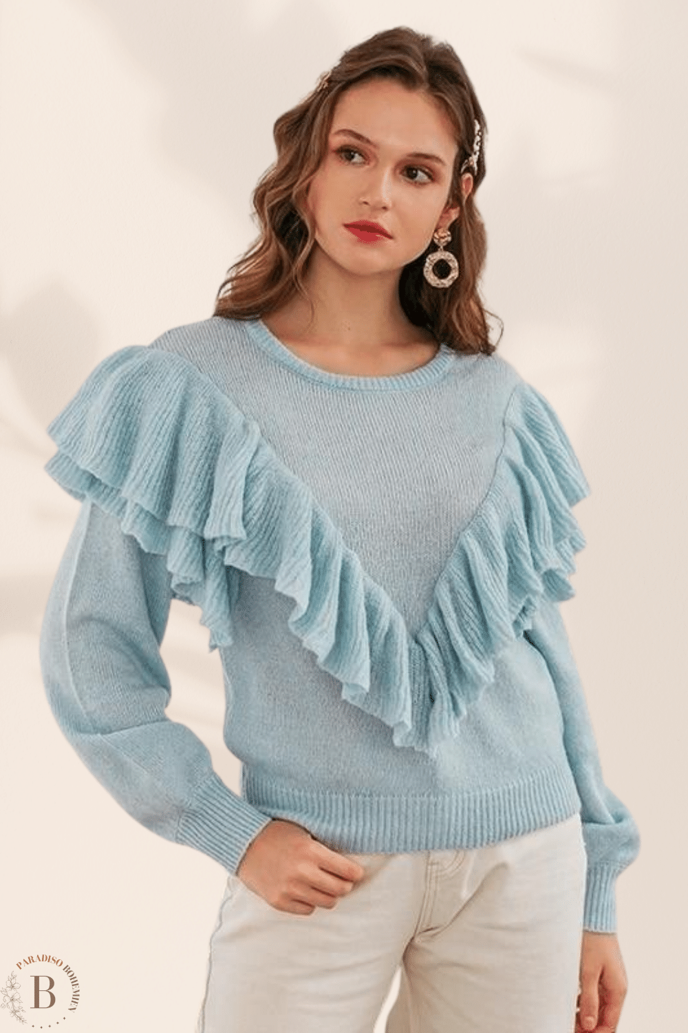 Maglione Blu con Balze da Donna | Paradiso Bohemien