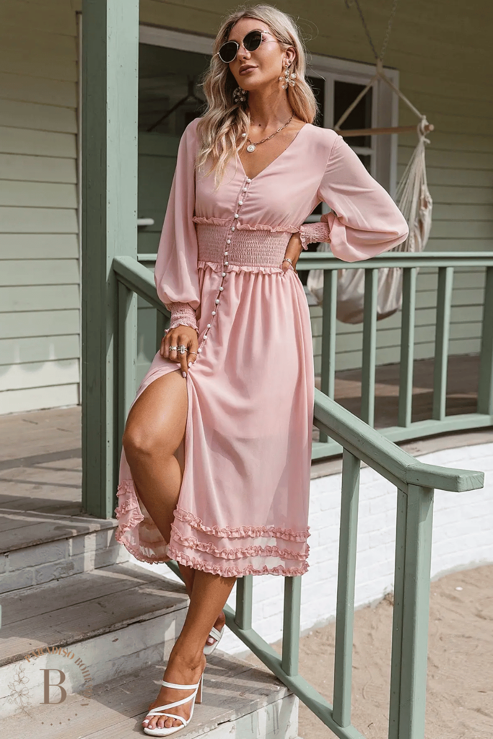 Vestito Rosa Cipria Elegante | Paradiso Bohemien